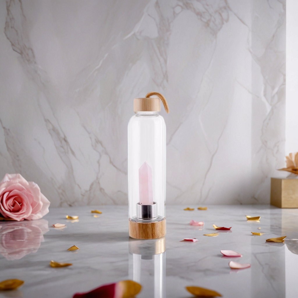 Coffret Bien-être : Gourde en verre pierre naturelle et Infuseur à thé minéral