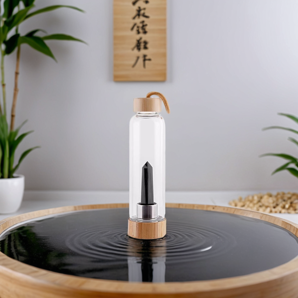 Coffret Bien-être : Gourde en verre pierre naturelle et Infuseur à thé minéral
