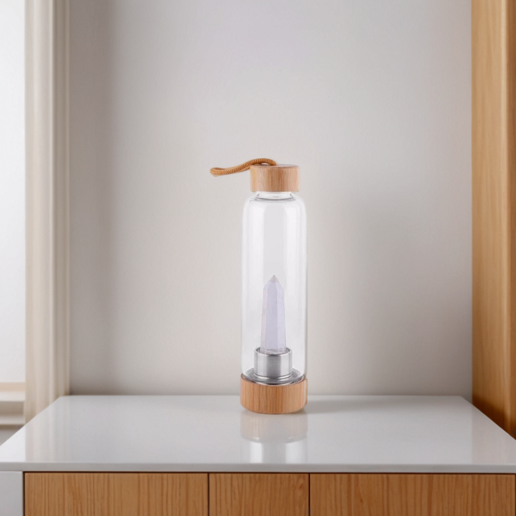 Coffret Bien-être : Gourde en verre pierre naturelle et Infuseur à thé minéral