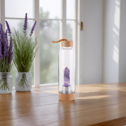 Coffret Bien-être : Gourde en verre pierre naturelle et Infuseur à thé minéral