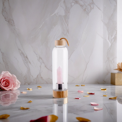 Coffret Bien-être : Gourde en verre pierre naturelle et Infuseur à thé minéral