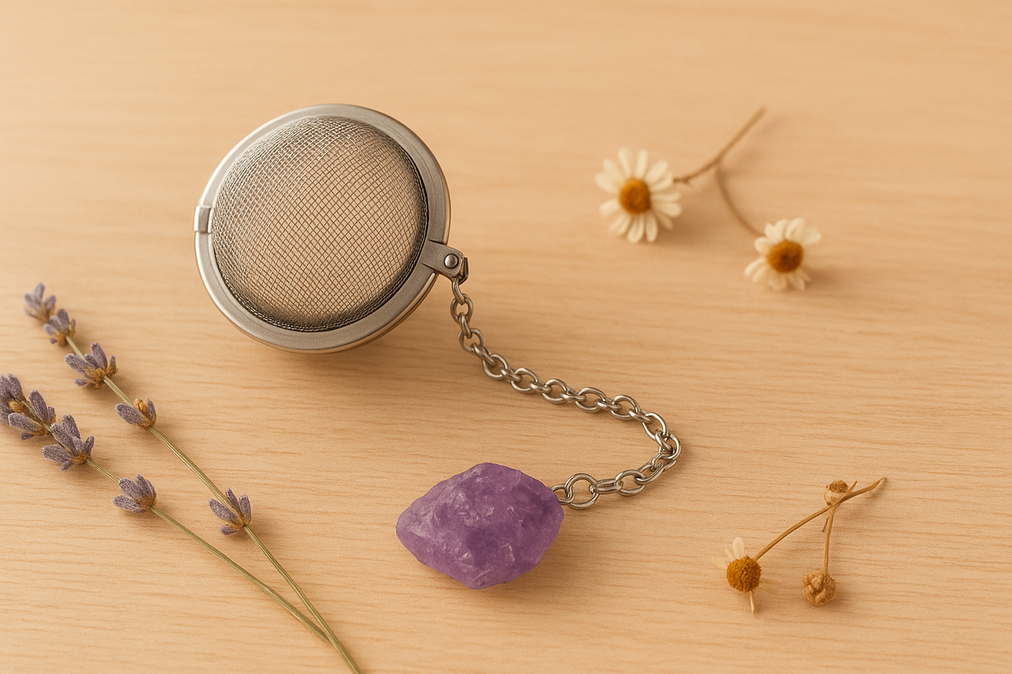 Coffret Bien-être : Gourde en verre pierre naturelle et Infuseur à thé minéral